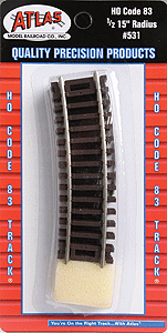 Code 83 Curved Snap Track -- 1/2 Section - 15" Radius pkg(4)