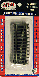 Code 83 Curved Snap Track -- 1/3 Section - 18" Radius pkg(4)