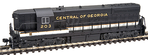 EMD SD9 No Dynamic Brakes - Standard DC -- Central of Georgia #203 (Nondynamic; black, gold, imitation aluminum)