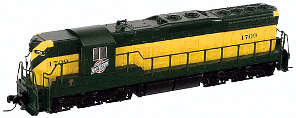 EMD SD9 Dynamic Brakes - Standard DC -- Chicago & North Western #1709 (green, yellow)