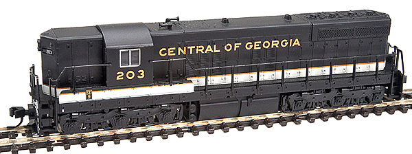 EMD SD9 No Dynamic Brakes w/DCC - Master(R) -- Central of Georgia #203 (Nondynamic; black, gold, imitation aluminum)