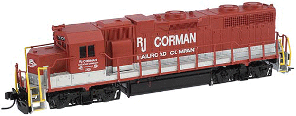 EMD GP38 Low Nose  - Standard DC - Master(R) -- RJ Corman #7709 (red, silver, white)