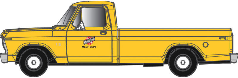 1973 Ford F-100 Pickup Truck 2-Pack - Assembled -- Chicago & North Western (yellow)