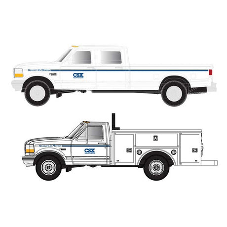 1990s Ford(R) F-250 - F-350 Standard Cab Pickup Set - Assembled1990s -- CSX Transportation (white, blue)