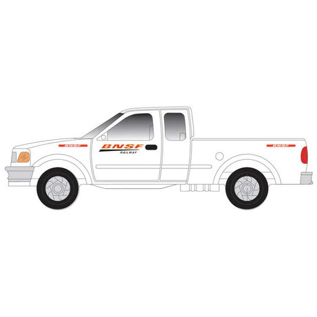 1997 Ford F-150 Pickup Truck 2-Pack - Standard Sides - Assembled -- BNSF Railway (MOW, white, orange, Wedge Logo)