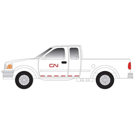 1997 Ford F-150 Pickup Truck 2-Pack - Standard Sides - Assembled -- Canadian National (MOW, white, red)