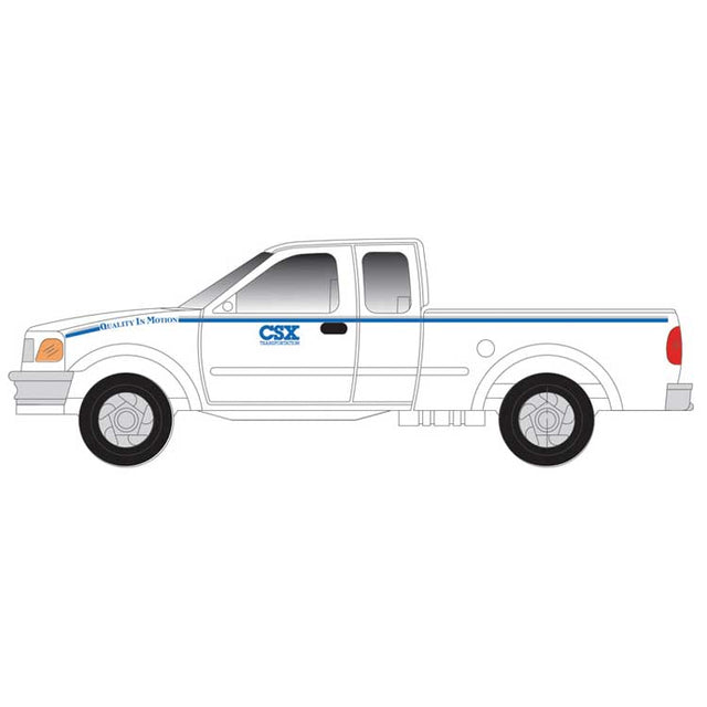 1997 Ford F-150 Pickup Truck 2-Pack - Standard Sides - Assembled -- CSX (MOW, white, blue)