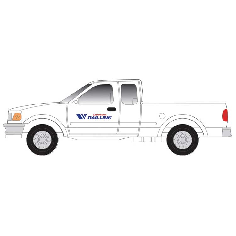 1997 Ford F-150 Pickup Truck 2-Pack - Standard Sides - Assembled -- Montana Rail Link (MOW, white, blue)