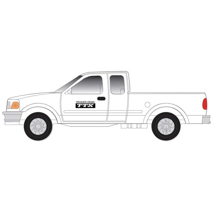 1997 Ford F-150 Pickup Truck 2-Pack - Standard Sides - Assembled -- TTX (MOW, white, black)