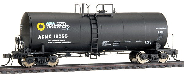 17,600 Gallon Trinity Corn Syrup Tank Car -- ADM - ADMX w/Corn Sweeteners Logo #16055 (black, white w/yellow, blue logo)