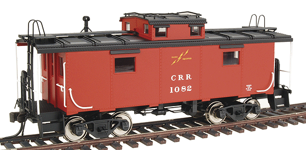 International Car Co. NE-6 Caboose, Ready-to-Run -- Clinchfield #1082 (red, white, yellow) NH Style (Windows Closer To Cupola)