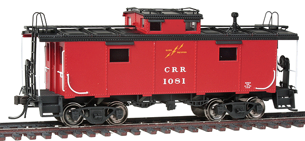 International Car Co. NE-6 Caboose - Ready-to-Run -- Clinchfield #1081 (red, white, yellow) NH Style (Windows Closer To Cupola)
