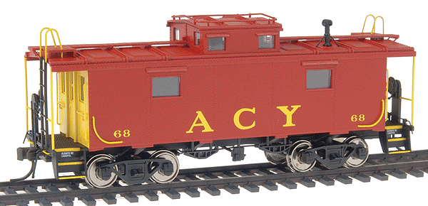 International Car Co. NE-6 Caboose - Ready-to-Run -- Akron, Canton, & Youngstown #68 (red, yellow, black; NH Style Body)