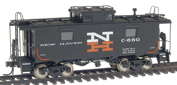 International Car Co. NE-6 Caboose - Ready-to-Run -- New Haven #C-660 (black, white, orange; NH Style Body)