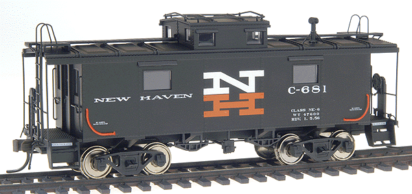 International Car Co. NE-6 Caboose - Ready-to-Run -- New Haven #C-681 (black, white, orange; NH Style Body)
