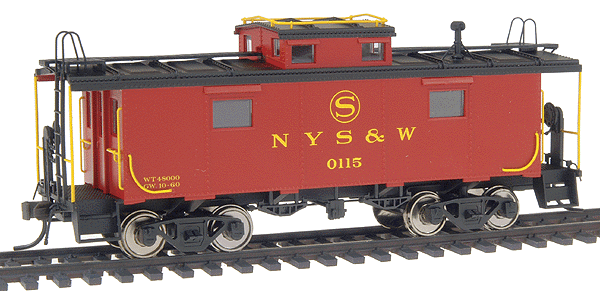 International Car Co. NE-6 Caboose - Ready-to-Run -- Susquehanna #0115 (red, black, yellow; NH Style Body)