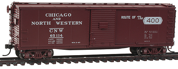 USRA Steel Rebuilt Boxcar - Ready to Run - Master(R) -- Chicago & North Western #65114 (brown, "Route of the 400" & Streamliners L