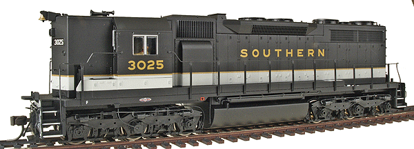 Gold Series Diesel EMD SD35 w/High-Nose - Powered w/Sound & DCC -- Southern #3025 (black, imitation aluminum, gold)