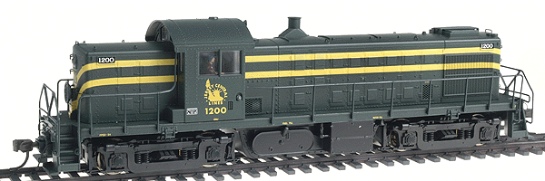 Diesel Alco RS-1 - Powered -- Central of New Jersey #1200 (green, yellow) w/Friction-Bearing Sideframes