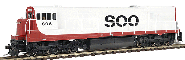 Diesel GE U30C Phase 2; Powered w/Decoder -- Soo Line #806 (white, red)