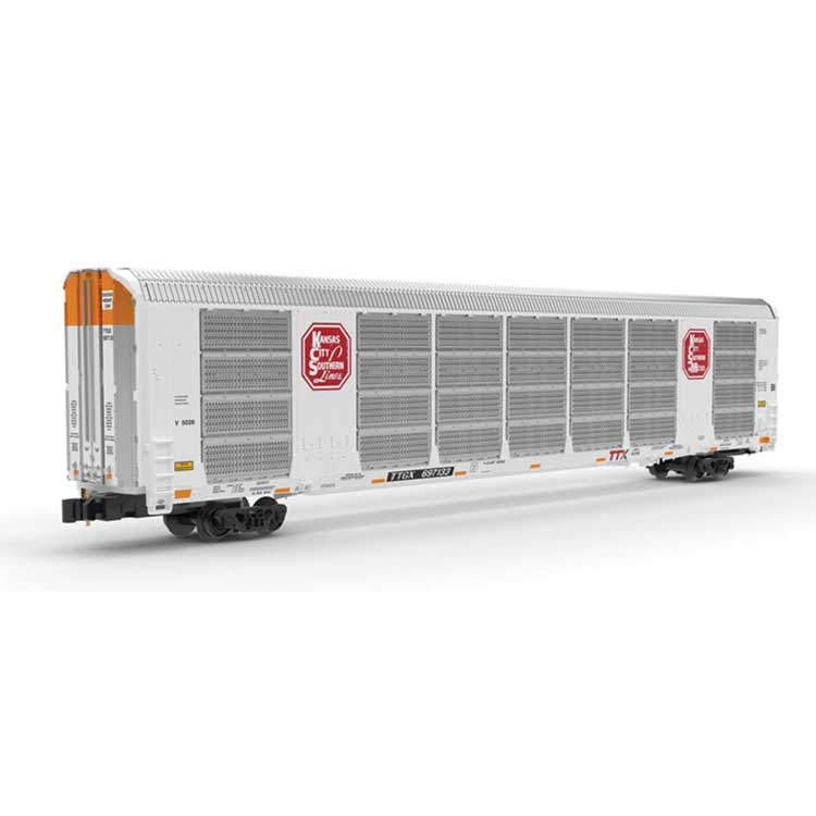 Gunderson Multi-Max Enclosed Auto Rack - Ready to Run - Master(R) -- Kansas City Southern #697133 (Rack# V5026; white, red)