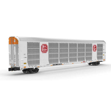Gunderson Multi-Max Enclosed Auto Rack - Ready to Run - Master(R) -- Kansas City Southern #697147 (Rack# V5040; white, red)