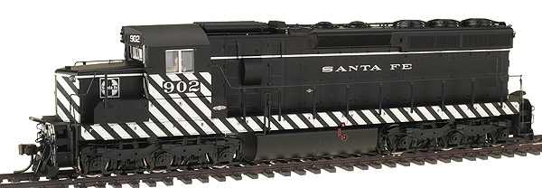Master Series Silver; Diesel EMD SD24 Powered - No Decoder -- Santa Fe (Small Lettering) #902 (black/silver "Zebra Stripes")