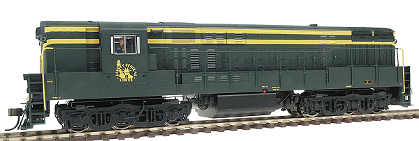 Master Series Silver Diesel F-M H24-66 Train Master; Powered, Standard -- Central of New Jersey Phase 2 - Painted (green, yellow stripes), No Number