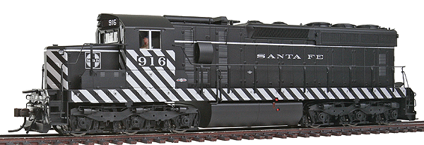 Master(TM) Series Silver Diesel EMD SD24 Standard DC; ATSF Style w/Low Hood -- Santa Fe #916 (Zebra Stripes, black, silver, Small Lettering)