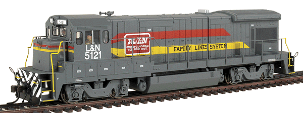 Master Series Silver Diesel GE B23-7 Powered; DCC-Ready (No Decoder or Sound) -- Family Lines - Louisville & Nashville #5121 (gray, red, yellow)