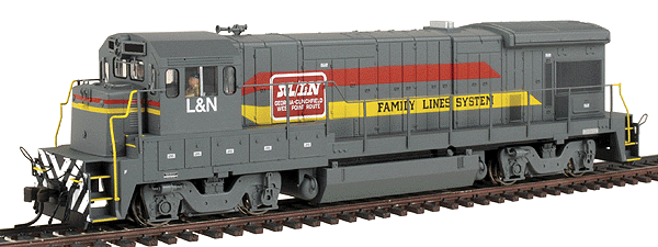 Master Series Silver Diesel GE B23-7 Powered; DCC-Ready (No Decoder or Sound) -- Family Lines - Louisville & Nashville (gray, red, yellow)  No Unit Number