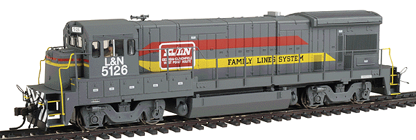 Master Series Gold Diesel GE B23-7 - Powered w/Decoder & Sound -- Family Lines - Louisville & Nashville #5126 (gray, red, yellow)