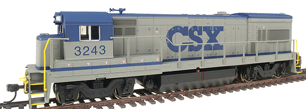 GE U23B - Standard DC -- CSX #3243 (gray, blue "Stripe")