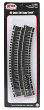 Code 100 Curved Snap-Track(R) Nickel-Silver Rail -- 15" Radius (Black Ties) pkg(6)