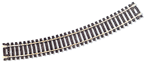 Code 100 Curved Snap-Track(R) Nickel-Silver Rail -- 18" Radius (Black Ties) pkg(6)