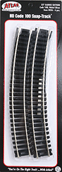 Code 100 Curved Snap-Track(R) Nickel-Silver Rail -- 22" Radius (Black Ties) pkg(6)