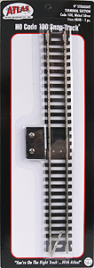 Terminal Section Snap-Track(R), Nickel-Siver Rail -- 9" Straight, Black Ties