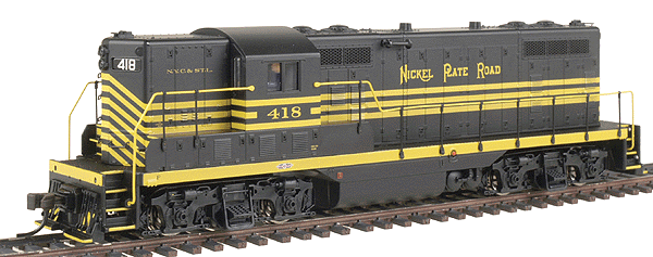 Diesel EMD GP7 - Powered -- Nickel Plate Road #418 (black, yellow)