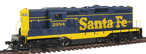 Diesel EMD GP7 - Powered -- Santa Fe #2684 (blue, yellow)