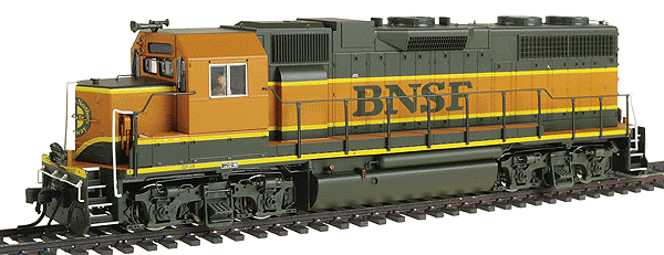 Diesel EMD GP38 Late Version w/Low Nose; Powered -- Burlington Northern Santa Fe - Painted (green, orange); No Unit Number