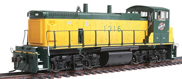 EMD MP15DC w/Sound & DCC - Master(R) Series Gold -- Chicago & North Western #1316 (Traditional yellow, green), Square Air Filter