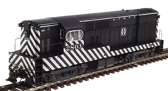 Diesel F-M H16-44 Powered w/Early "Loewy" Body & Cab, Sill-Mounted Handrai -- Santa Fe #2803 (black, silver Zebra Stripes)