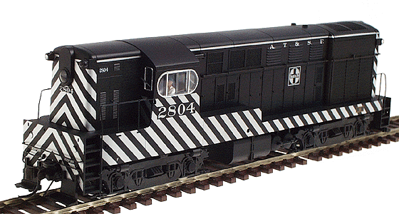 Diesel F-M H16-44 Powered w/Early "Loewy" Body & Cab, Sill-Mounted Handrai -- Santa Fe #2804 (black, silver Zebra Stripes)
