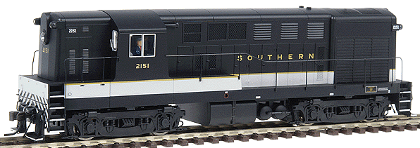 Diesel F-M H15-44 Powered - Early Body/Square Window Cab w/Sill Handrails -- Southern #2151 (black, Imitation Aluminum)