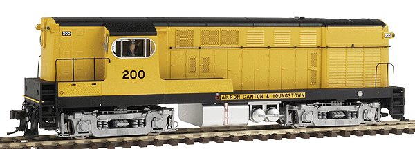 Diesel F-M H15-44 Powered; Early "Loewy" Body & Cab w/Body-Mounted Handrai -- Akron, Canton & Youngstown #200 (yellow, black, silver)