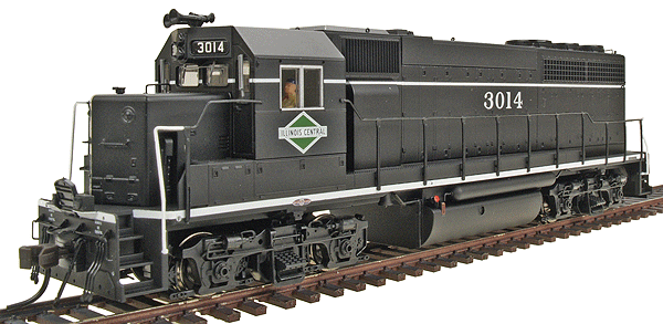 EMD GP40 Low Nose - Standard DC -- Illinois Central #3014 (black, white w/green Diamond)