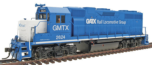 EMD GP38 Late Version w/Low Nose - Standard DC -- GMTX #2624 (GATX Rail Locomotive Group) (blue, white)