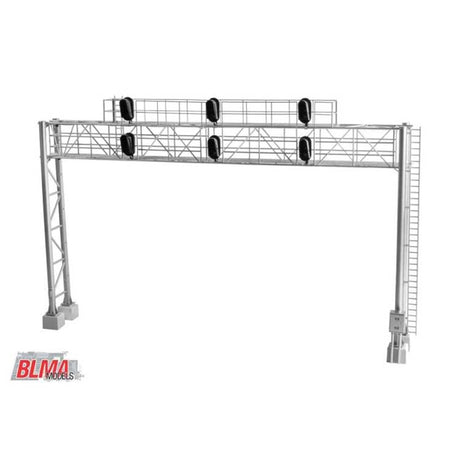 Modern Triple-Track Signal Bridge with 6 LED 3-Aspect Heads - Assembled -- 8-9/16"  21.7cm Leg Spacing