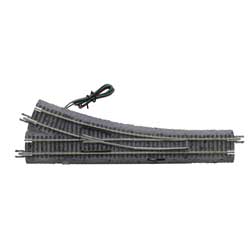 Code 65 Remote Control Turnout with Gray Ballast - True Track -- Right Hand, 12-1/2" 31.8cm Radius Diverging Route
