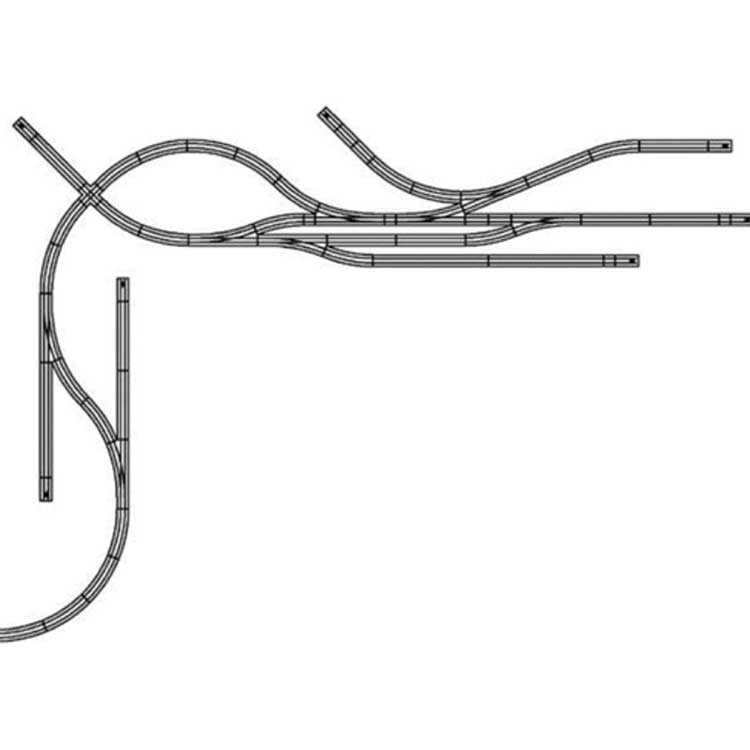 Hillside Industrial Layout Track Package - True Track -- Gray Roadbed - Set-Up Size 4 x 8'